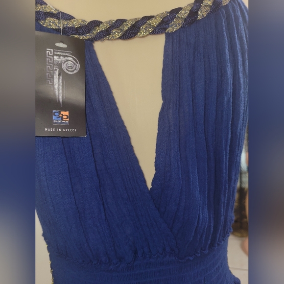 Elegant Blue Sleeveless Dress Size M Made in Greece - Picture 5 of 8